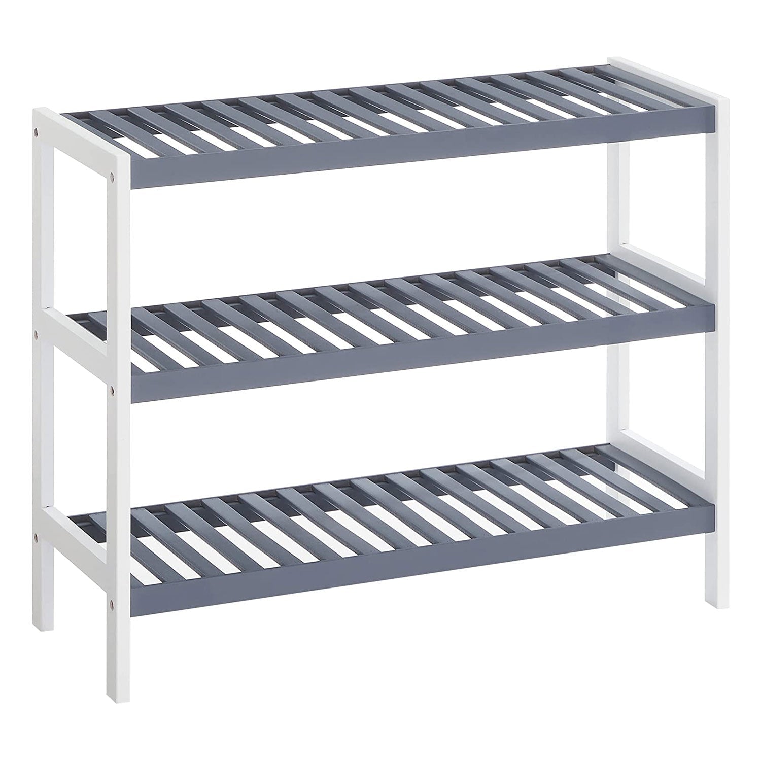 Stalak za cipele od bambusa na 3 razine, 70 x 55 x 26 cm, bijela i siva | SONGMICS-vitahome.hr