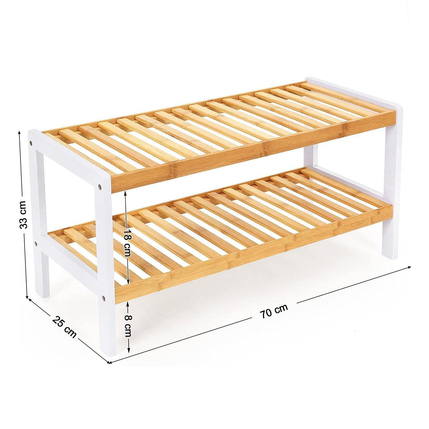 Stalak za cipele od bambusa na dva nivoa 70 x 26 x 33 cm | SONGMICS-vitahome.hr