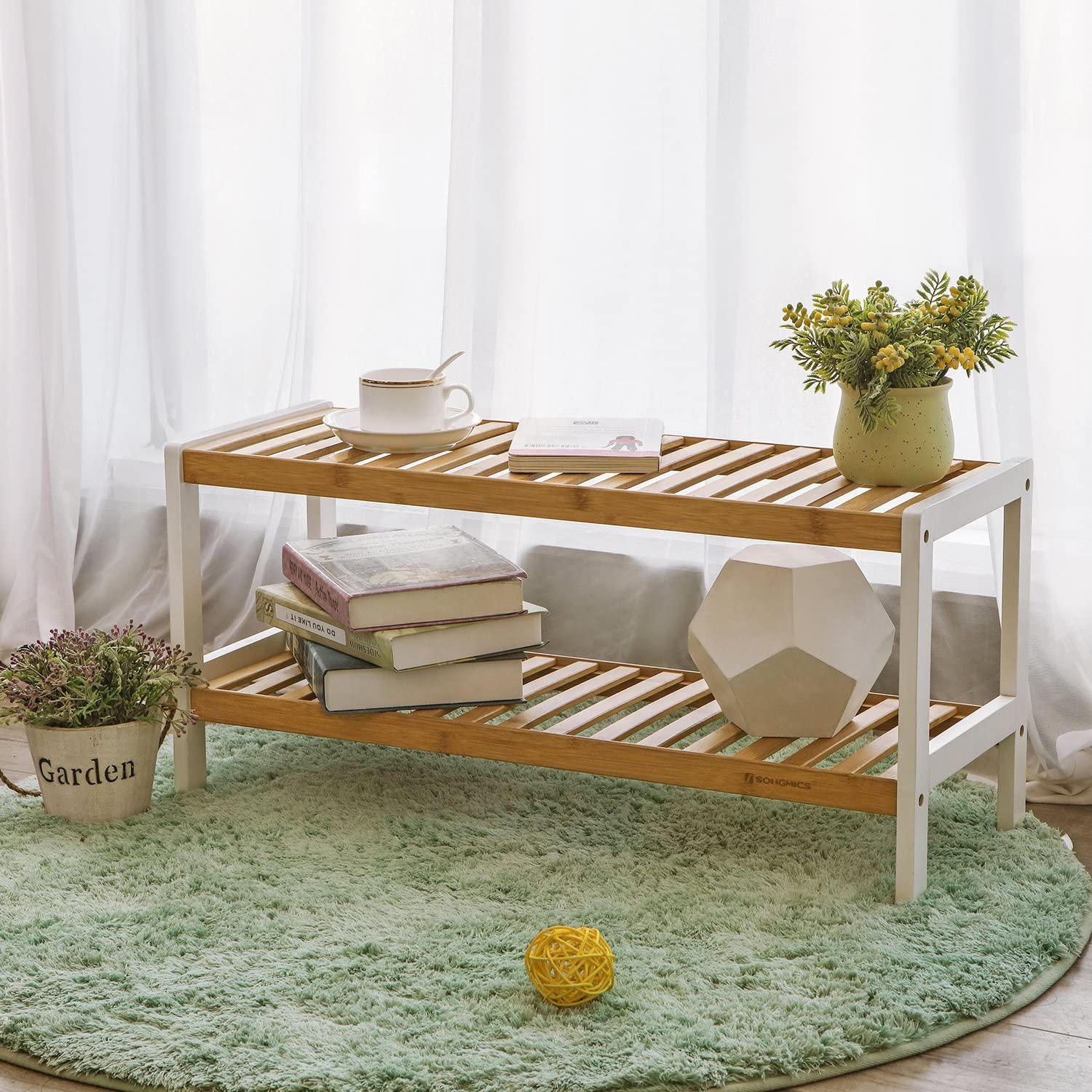 Stalak za cipele od bambusa na dva nivoa 70 x 26 x 33 cm | SONGMICS-vitahome.hr