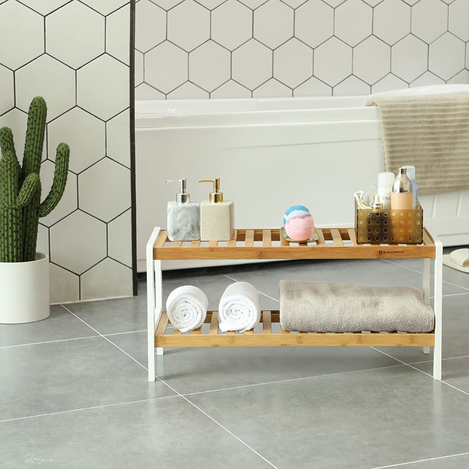 Stalak za cipele od bambusa na dva nivoa 70 x 26 x 33 cm | SONGMICS-vitahome.hr
