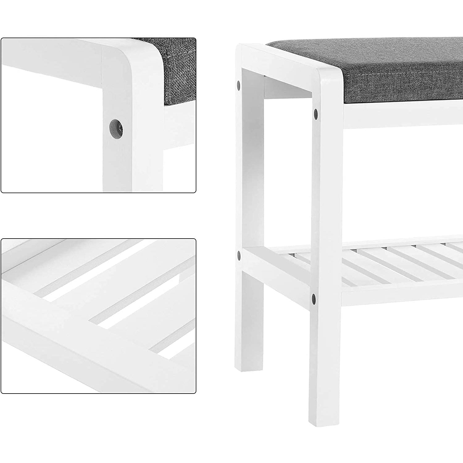 Stalak za cipele od bambusa s podstavljenim sjedalom 60 x 32 x 43 cm | SONGMICS-vitahome.hr