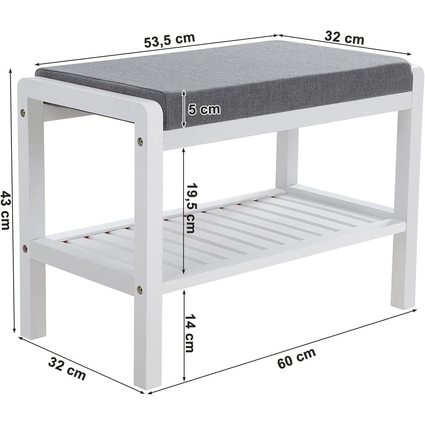 Stalak za cipele od bambusa s podstavljenim sjedalom 60 x 32 x 43 cm | SONGMICS-vitahome.hr