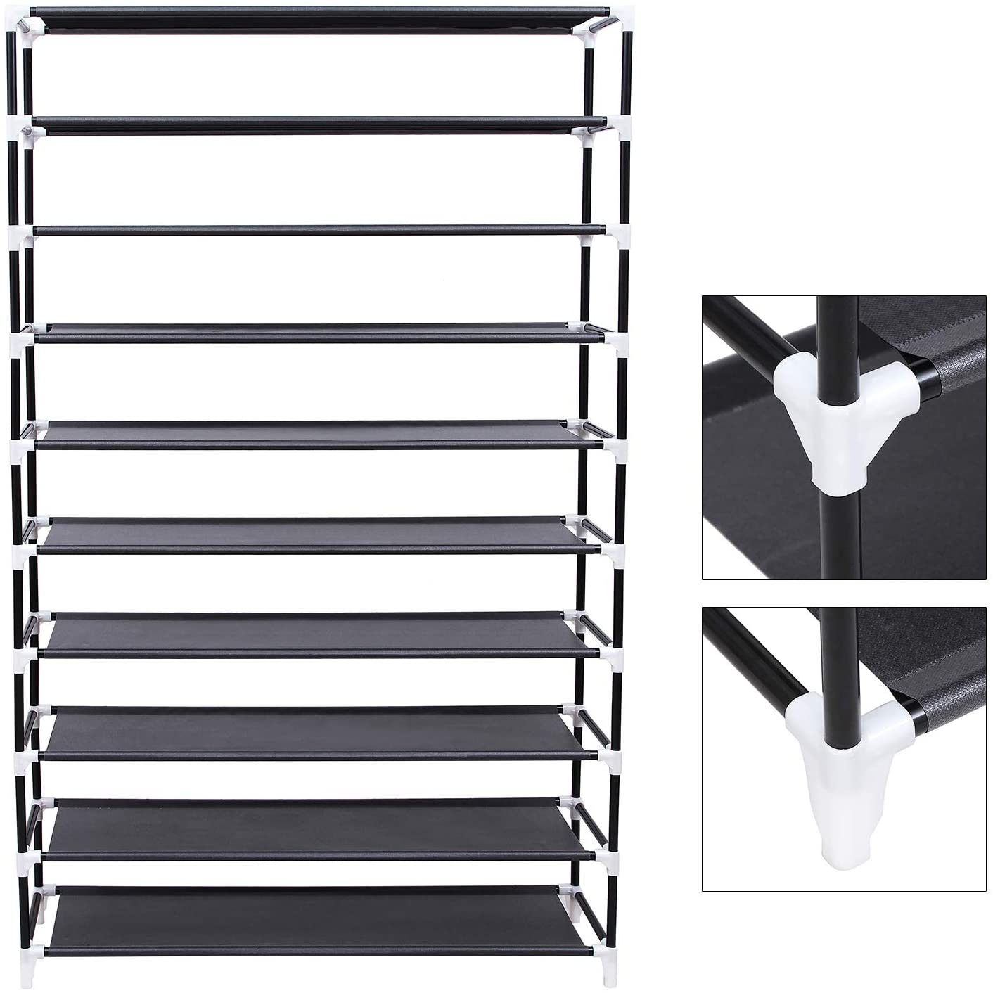 Stalak za cipele od tkanine, na 9 razina 100x28x162 cm, do 45 pari cipela, crni | SONGMICS-vitahome.hr