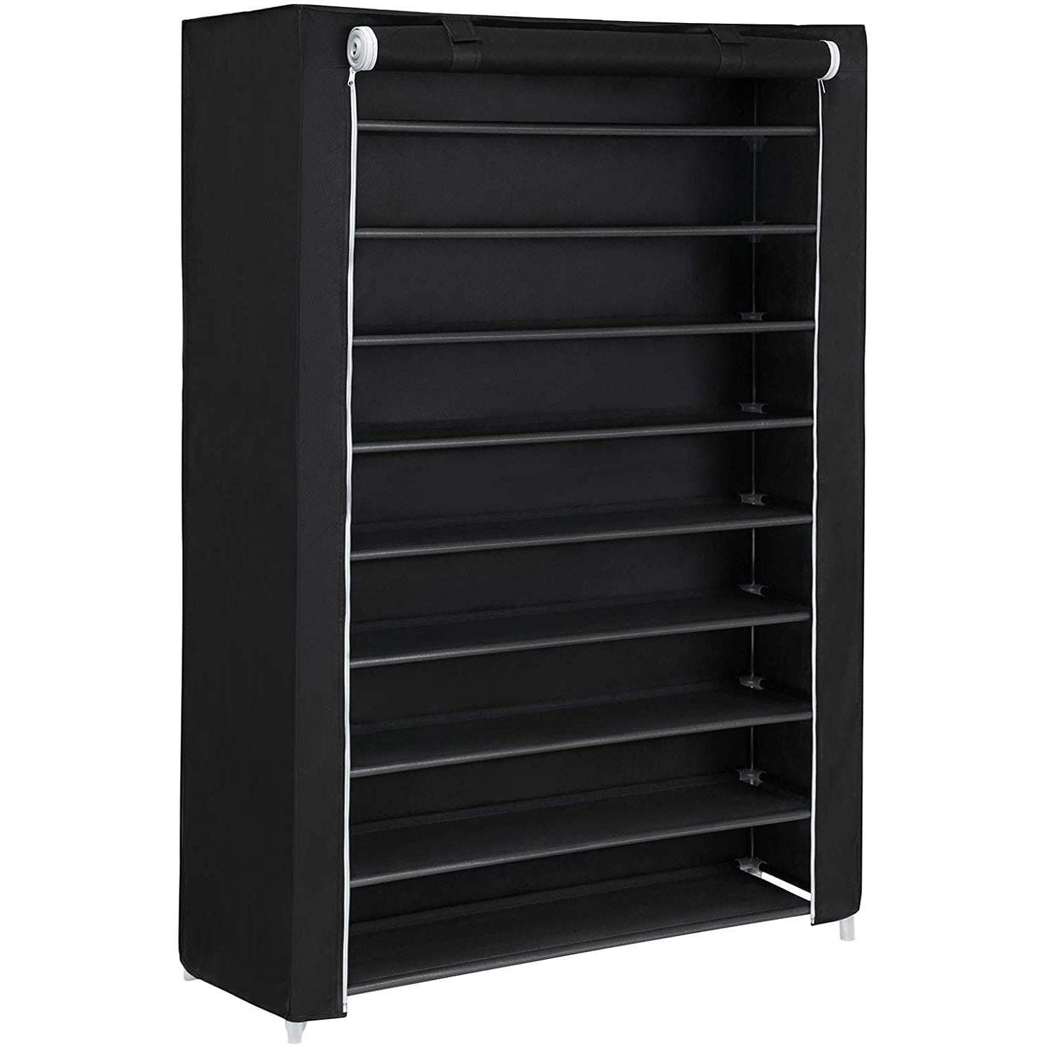 Stalak za cipele od tkanine, na 9 razina 100x28x162 cm, do 45 pari cipela, crni | SONGMICS-vitahome.hr