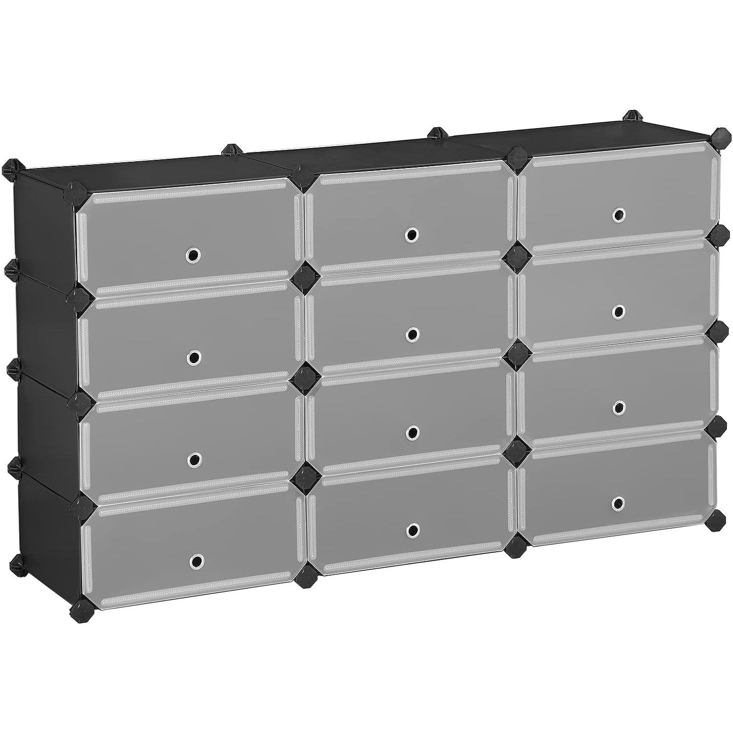 Stalak za cipele, pravokutni sustav za pohranu s 12 modularnih utora, crni | SONGMICS-vitahome.hr