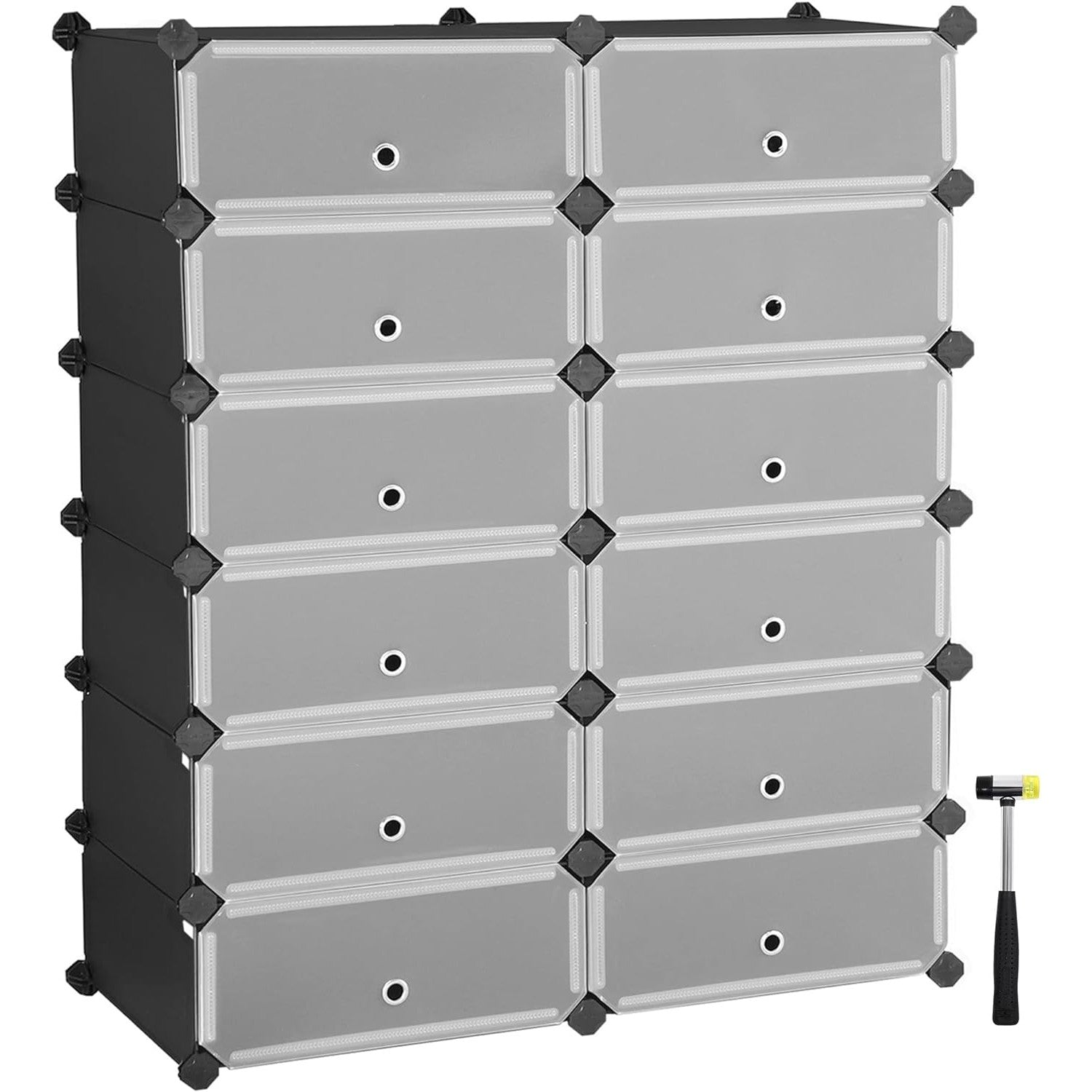 Stalak za cipele, pravokutni sustav za pohranu s 12 modularnih utora, crni | SONGMICS-vitahome.hr
