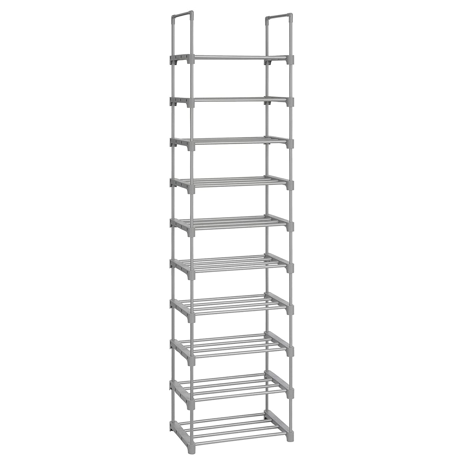 Stalak za cipele s 10 polica, 45 x 30 x 174 cm, siva boja | SONGMICS-vitahome.hr