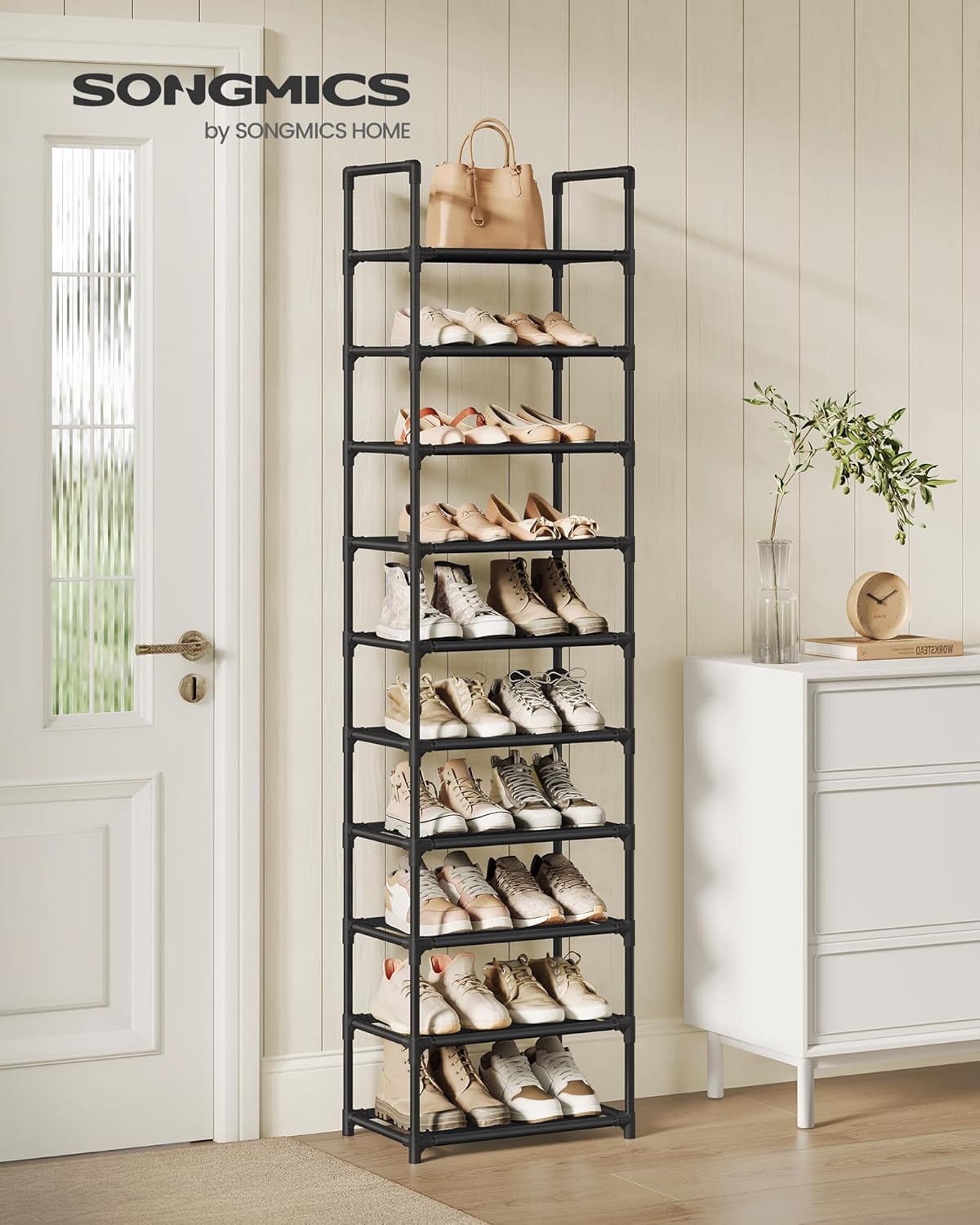 Stalak za cipele s 10 razina, 45 x 28 x 173 cm, crne boje | SONGMICS-vitahome.hr