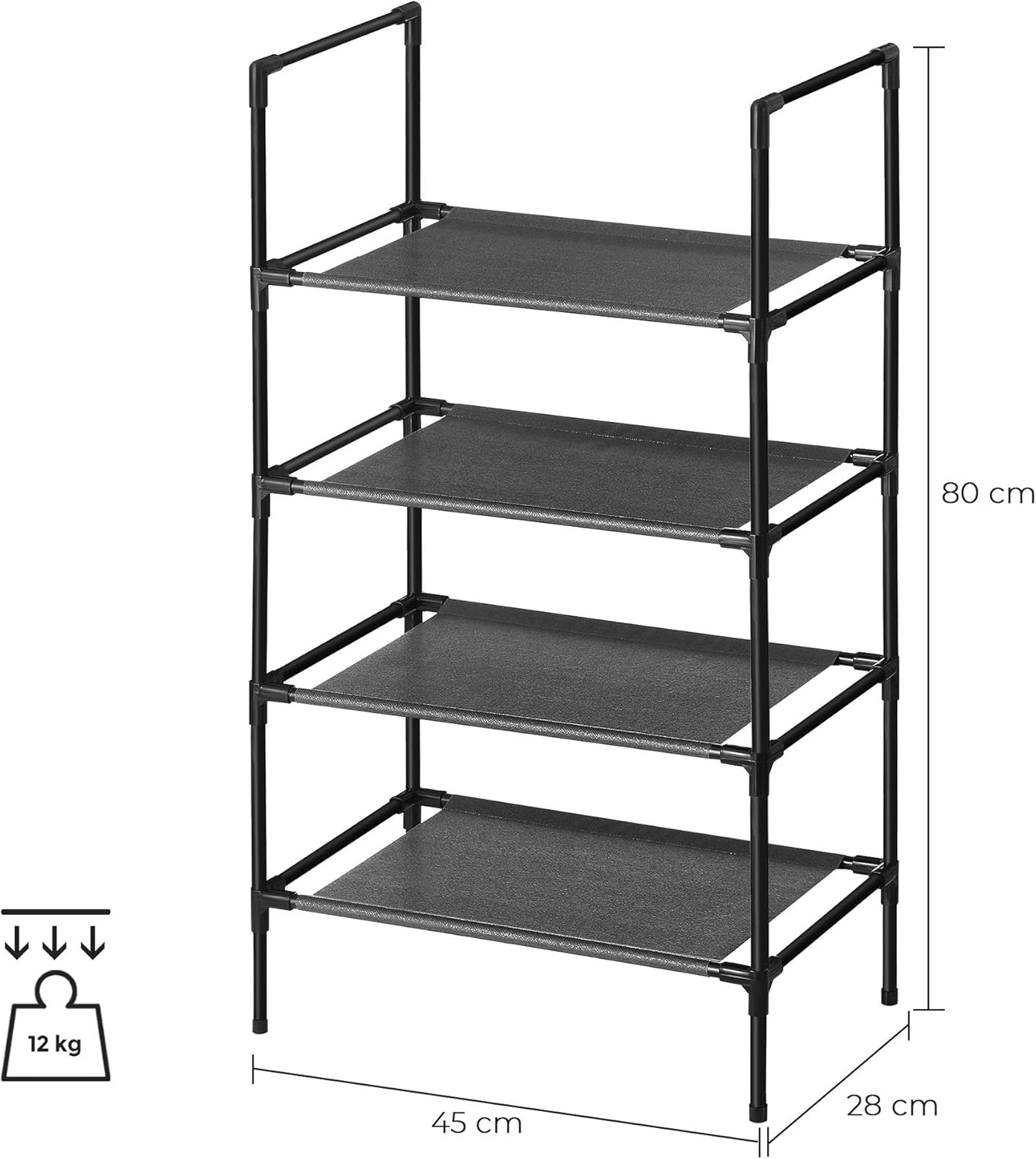 Stalak za cipele s 4 razine, 28 x 45 x 80 cm, crne boje | SONGMICS-vitahome.hr