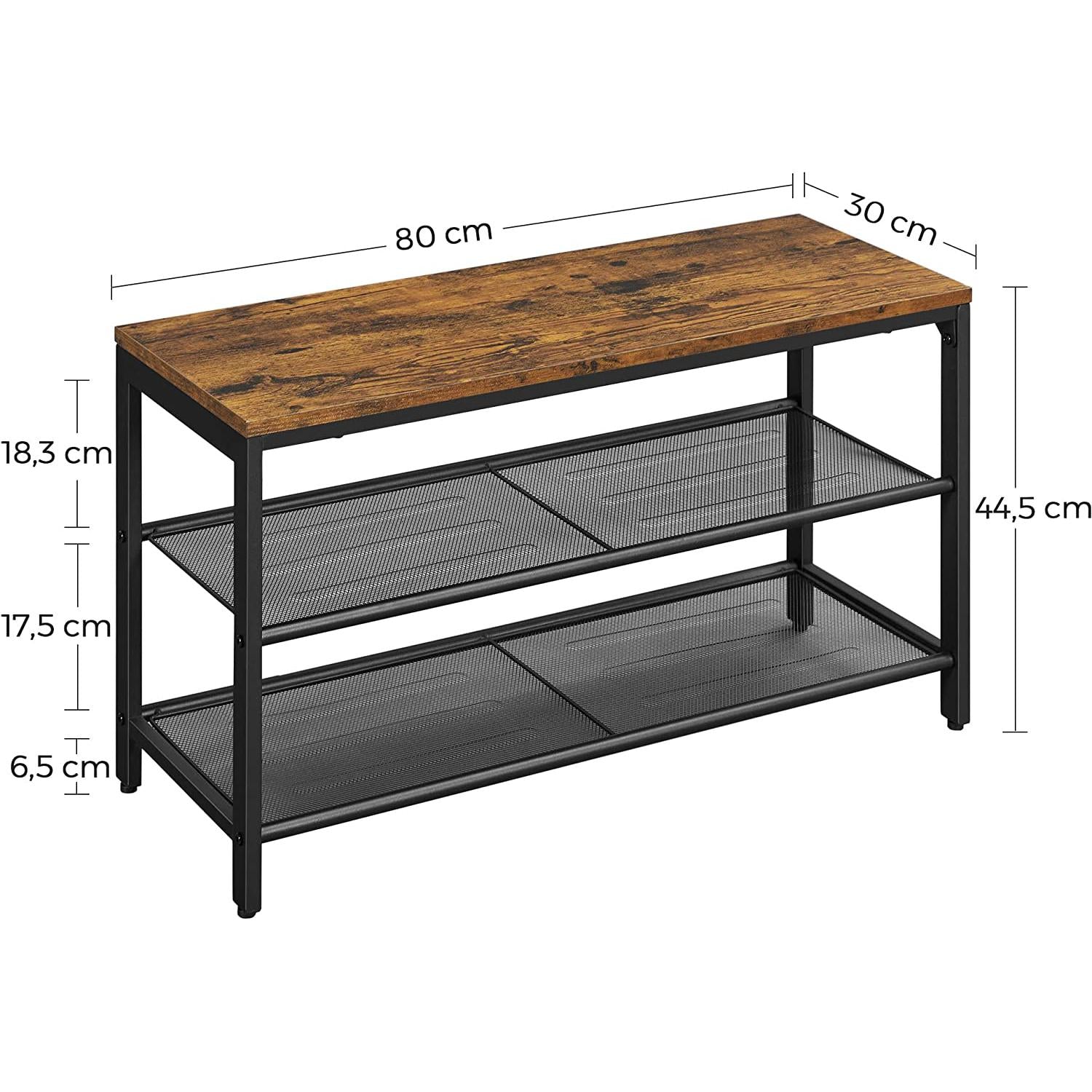 Stalak za cipele sa sjedalom, klupa za cipele 80 x 30 x 44,5 cm | VASAGLE-vitahome.hr
