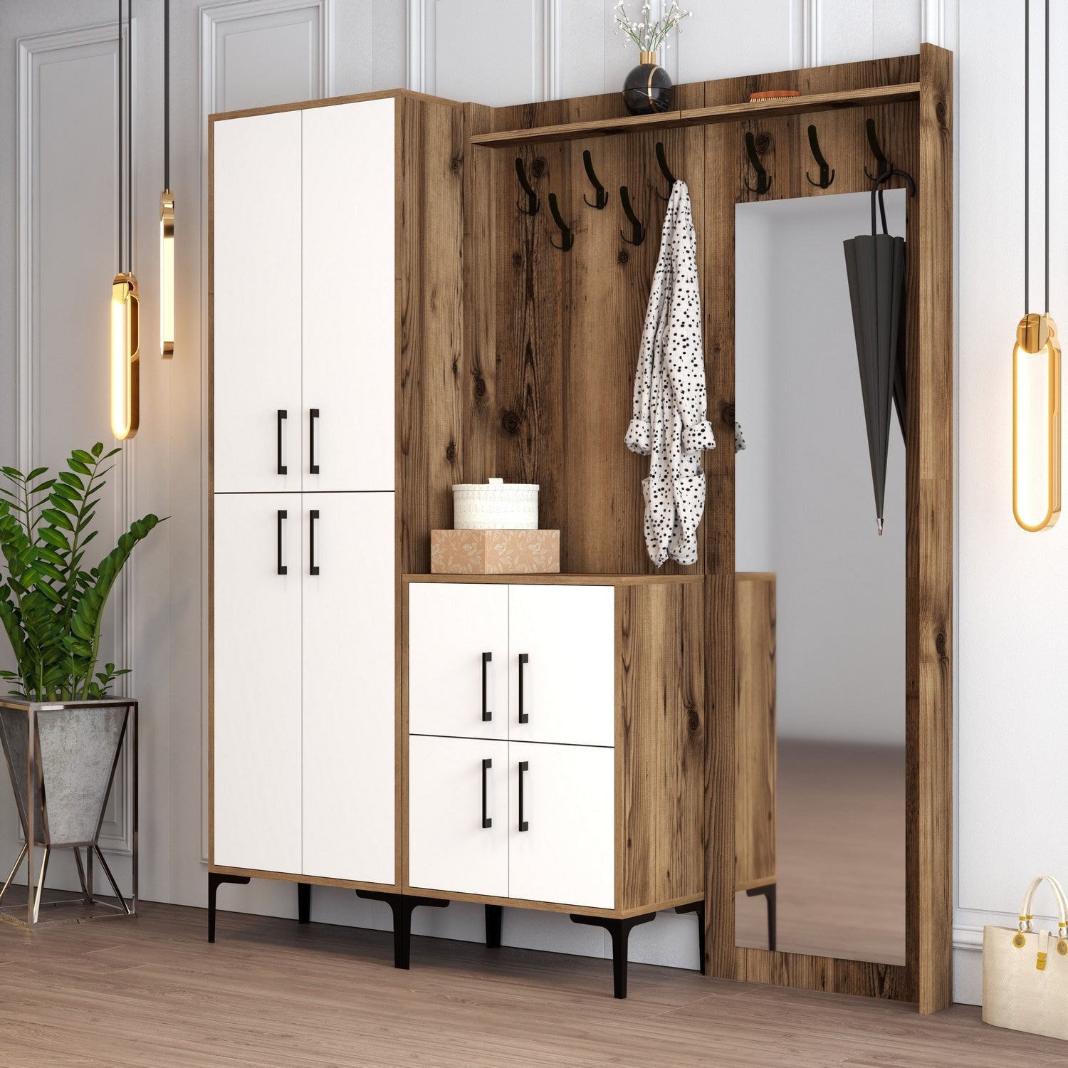 Stalak za hodnik Berlin ABC - Walnut, White | AG-vitahome.hr