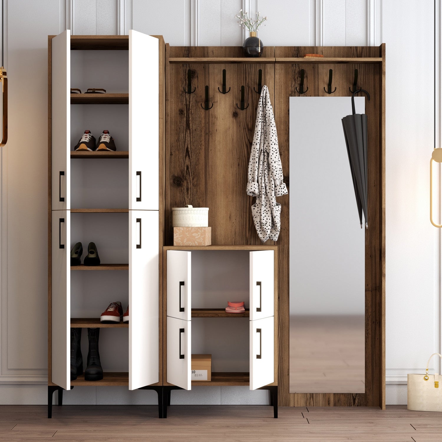 Stalak za hodnik Berlin ABC - Walnut, White | AG-vitahome.hr