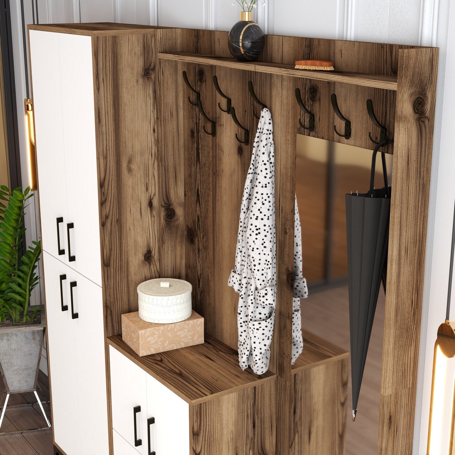 Stalak za hodnik Berlin ABC - Walnut, White | AG-vitahome.hr