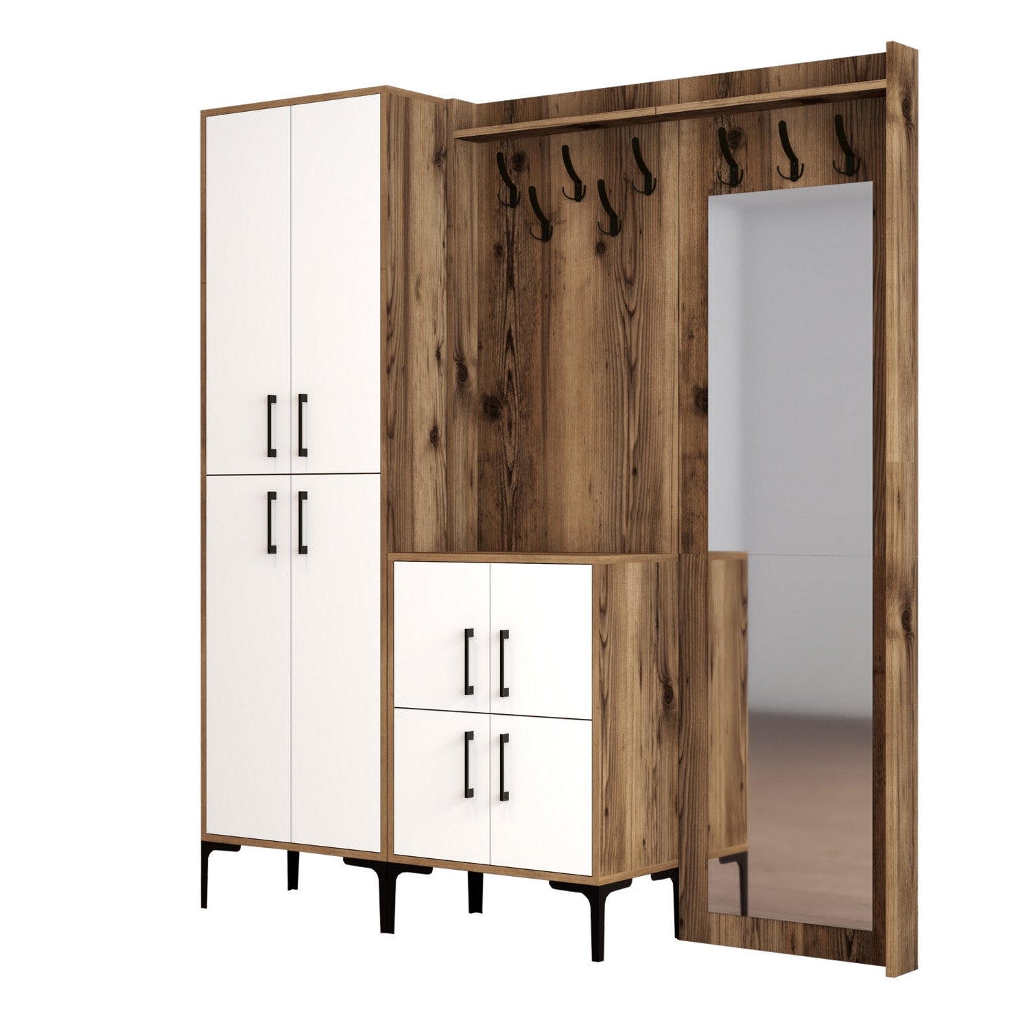 Stalak za hodnik Berlin ABC - Walnut, White | AG-vitahome.hr