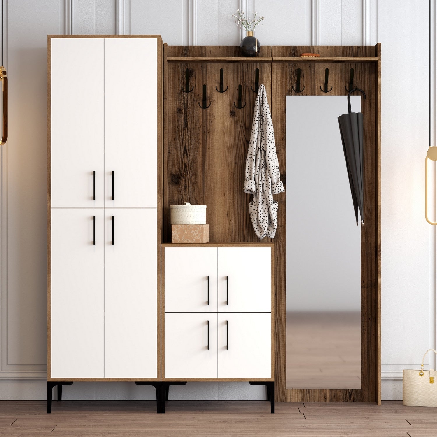 Stalak za hodnik Berlin ABC - Walnut, White | AG-vitahome.hr