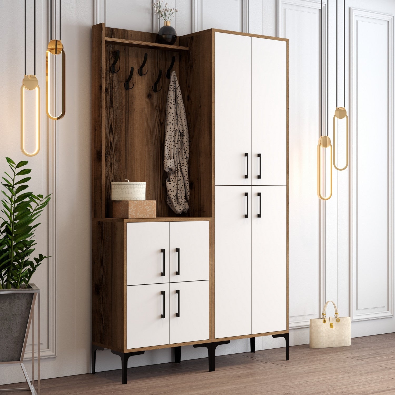 Stalak za hodnik Berlin BA - Walnut, White | AG-vitahome.hr
