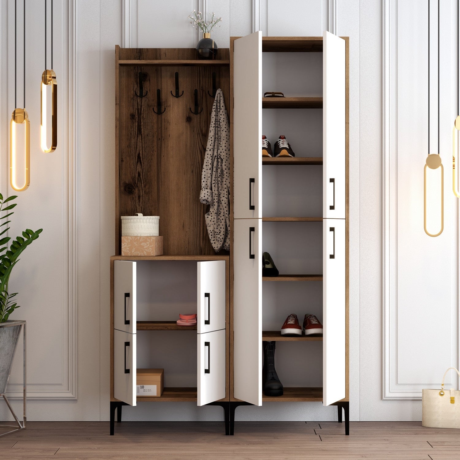 Stalak za hodnik Berlin BA - Walnut, White | AG-vitahome.hr
