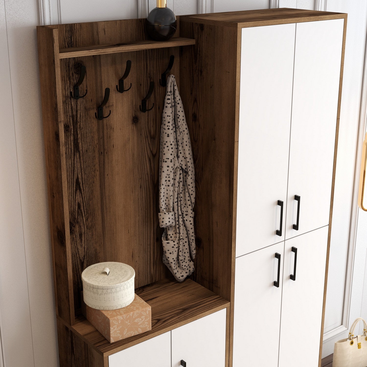 Stalak za hodnik Berlin BA - Walnut, White | AG-vitahome.hr