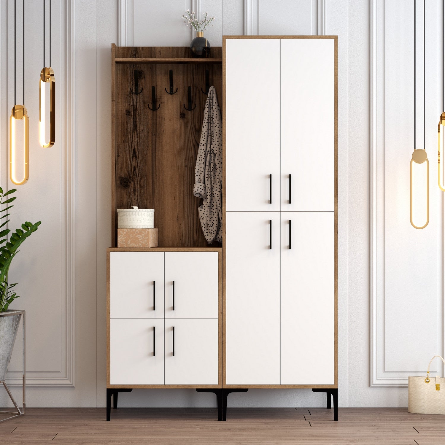 Stalak za hodnik Berlin BA - Walnut, White | AG-vitahome.hr