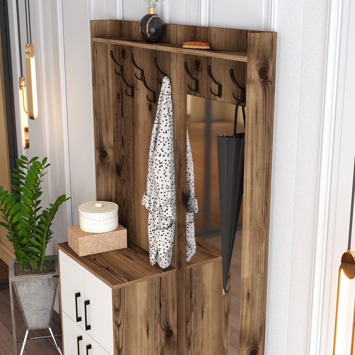 Stalak za hodnik Berlin BC - Walnut, White | AG-vitahome.hr