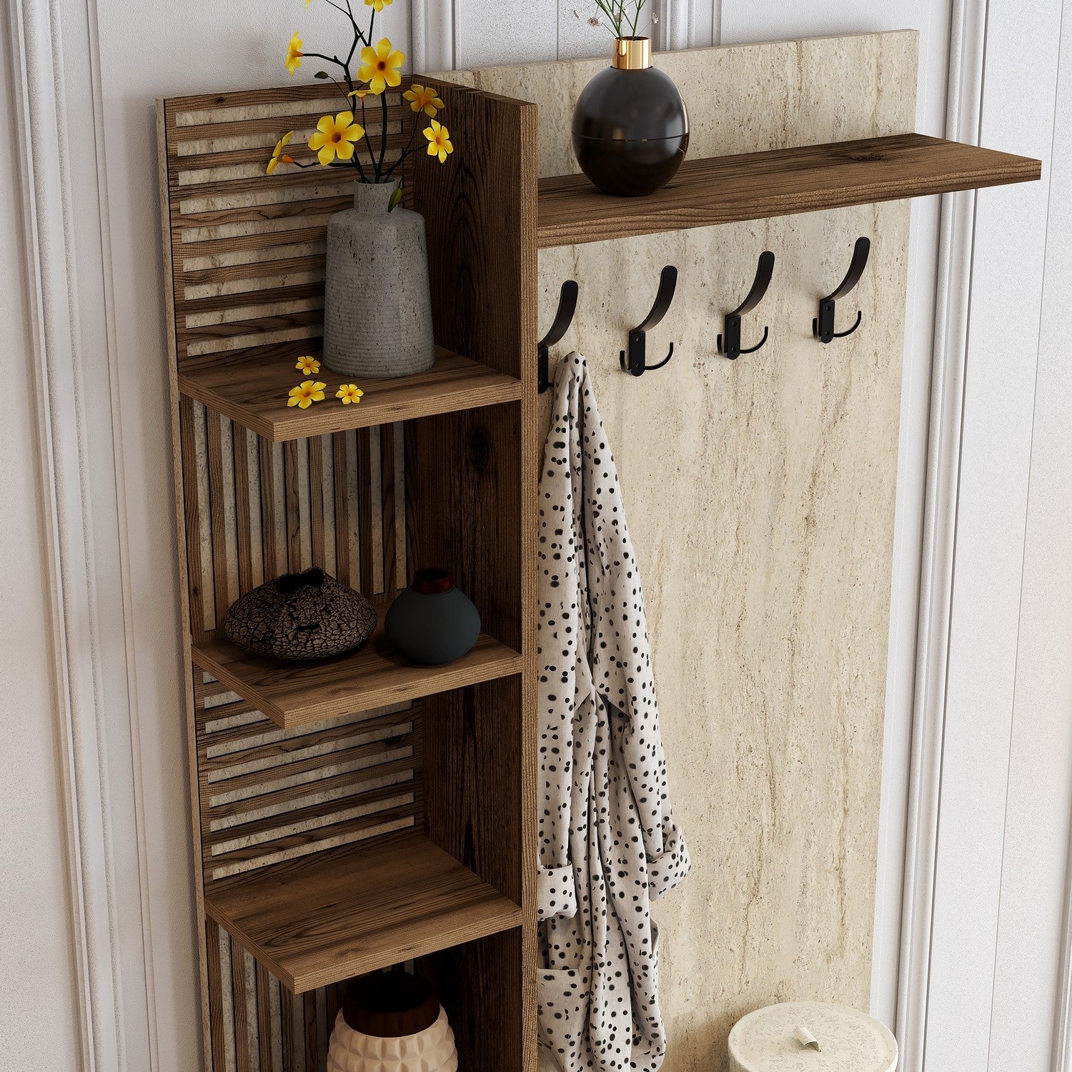 Stalak za hodnik Viyana D - Walnut, Travertine | AG-vitahome.hr