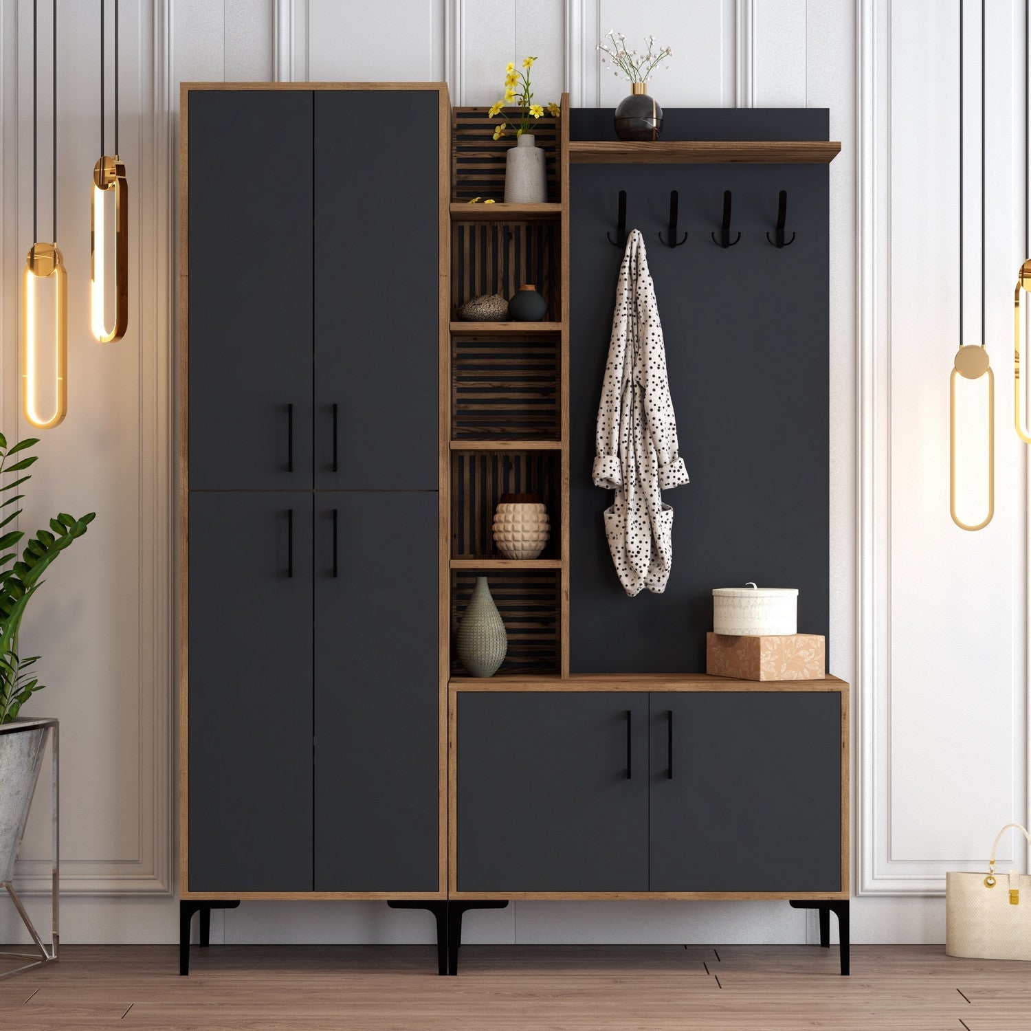 Stalak za hodnik Viyana DA - Walnut, Anthracite | AG-vitahome.hr