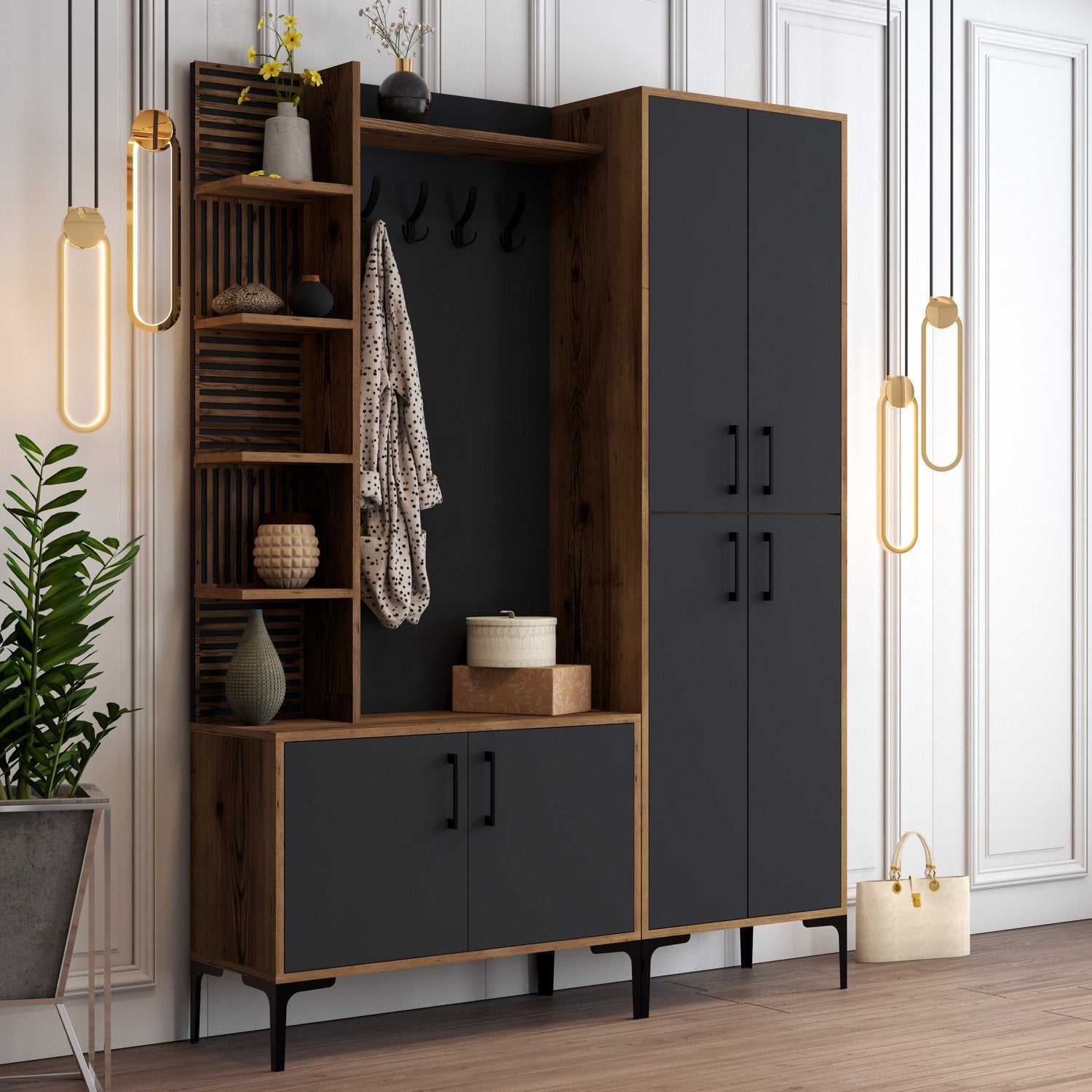 Stalak za hodnik Viyana DA - Walnut, Anthracite | AG-vitahome.hr