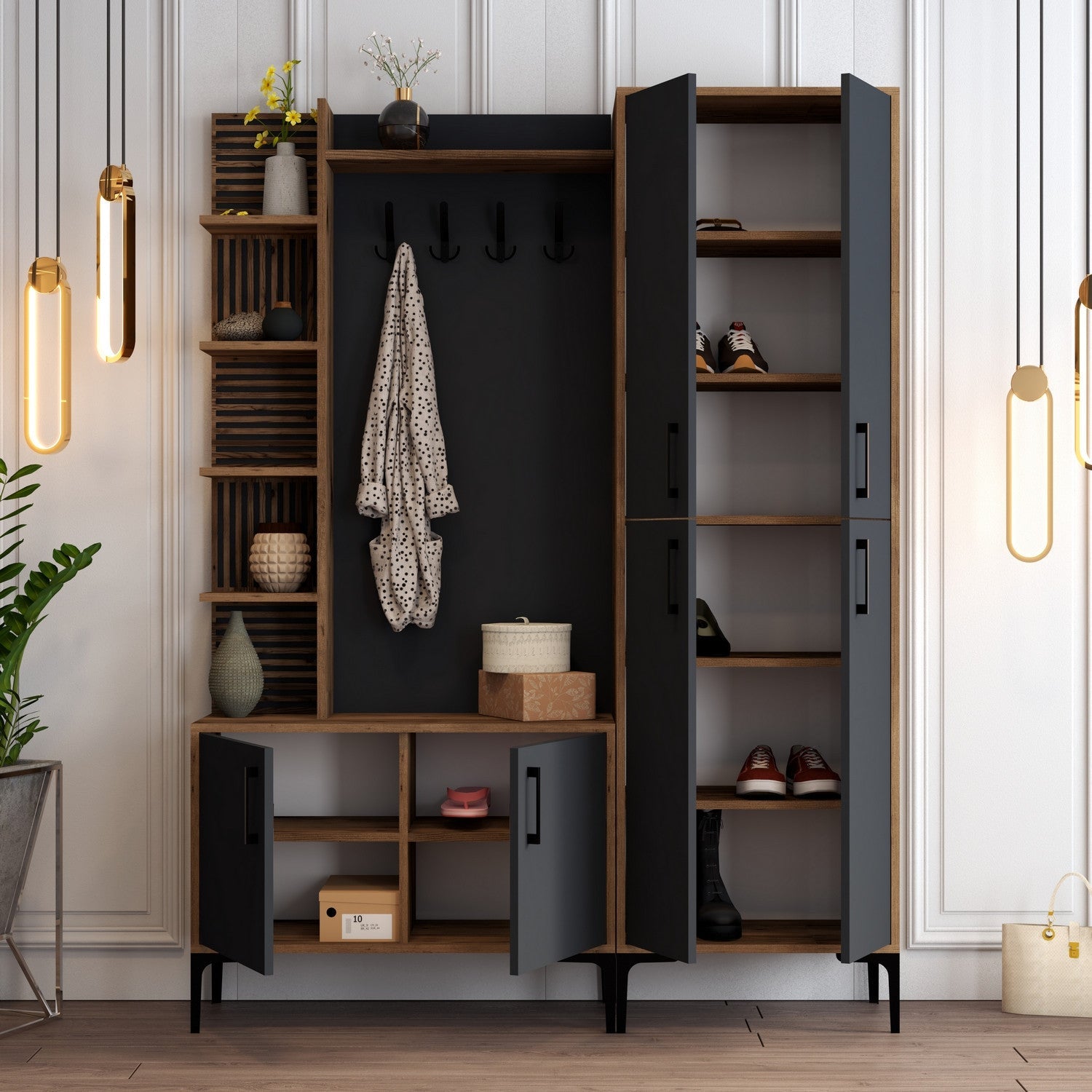 Stalak za hodnik Viyana DA - Walnut, Anthracite | AG-vitahome.hr