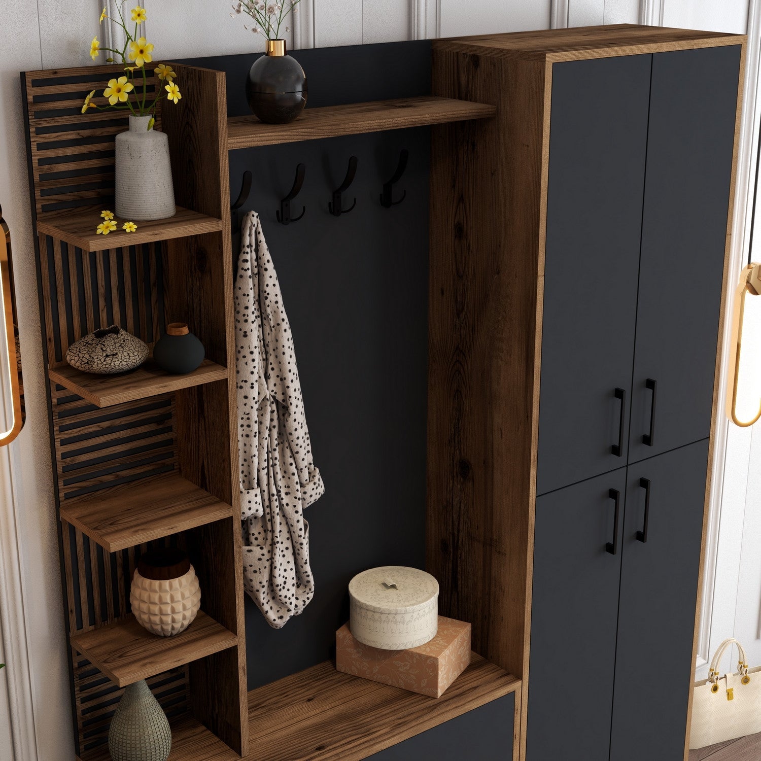 Stalak za hodnik Viyana DA - Walnut, Anthracite | AG-vitahome.hr