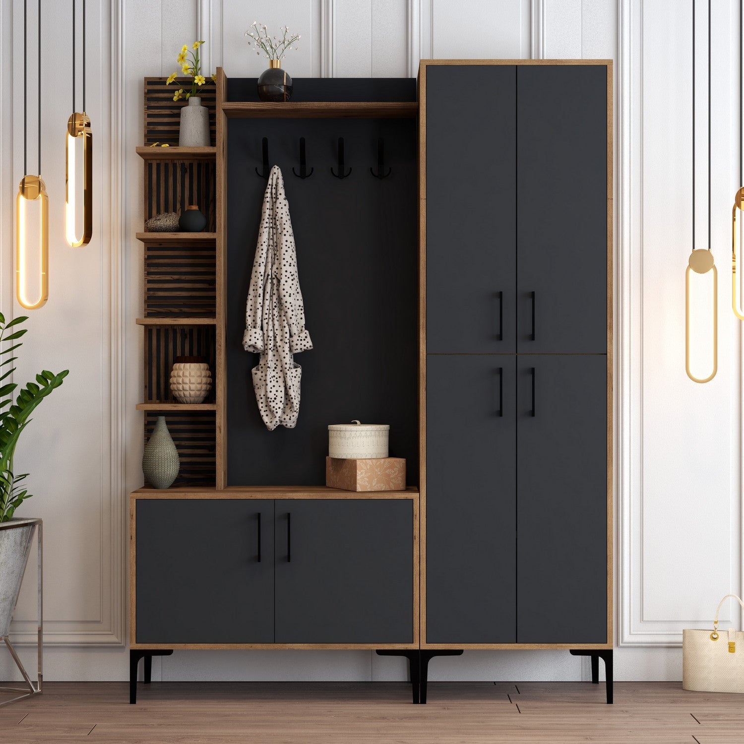 Stalak za hodnik Viyana DA - Walnut, Anthracite | AG-vitahome.hr