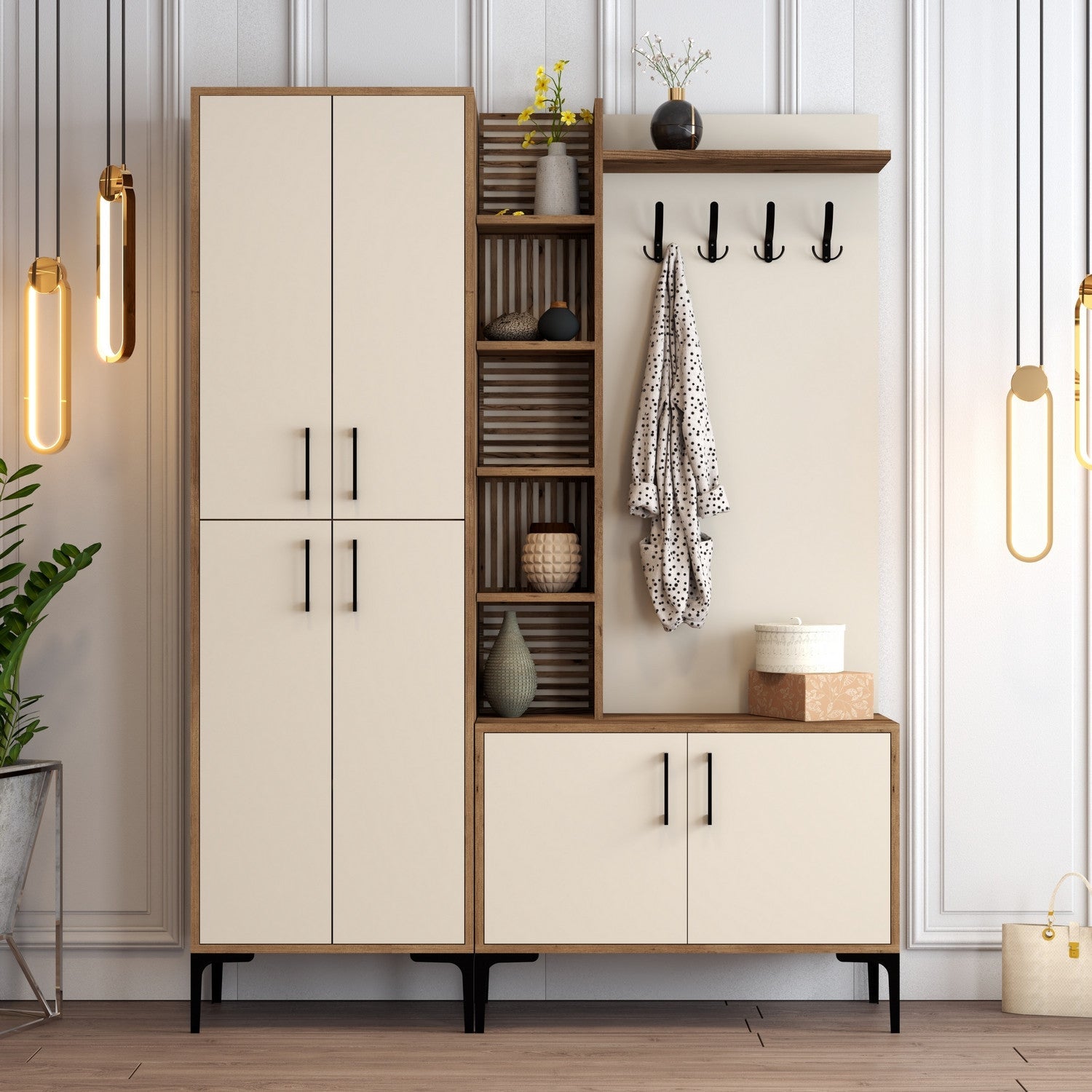 Stalak za hodnik Viyana DA - Walnut, Cream | AG-vitahome.hr