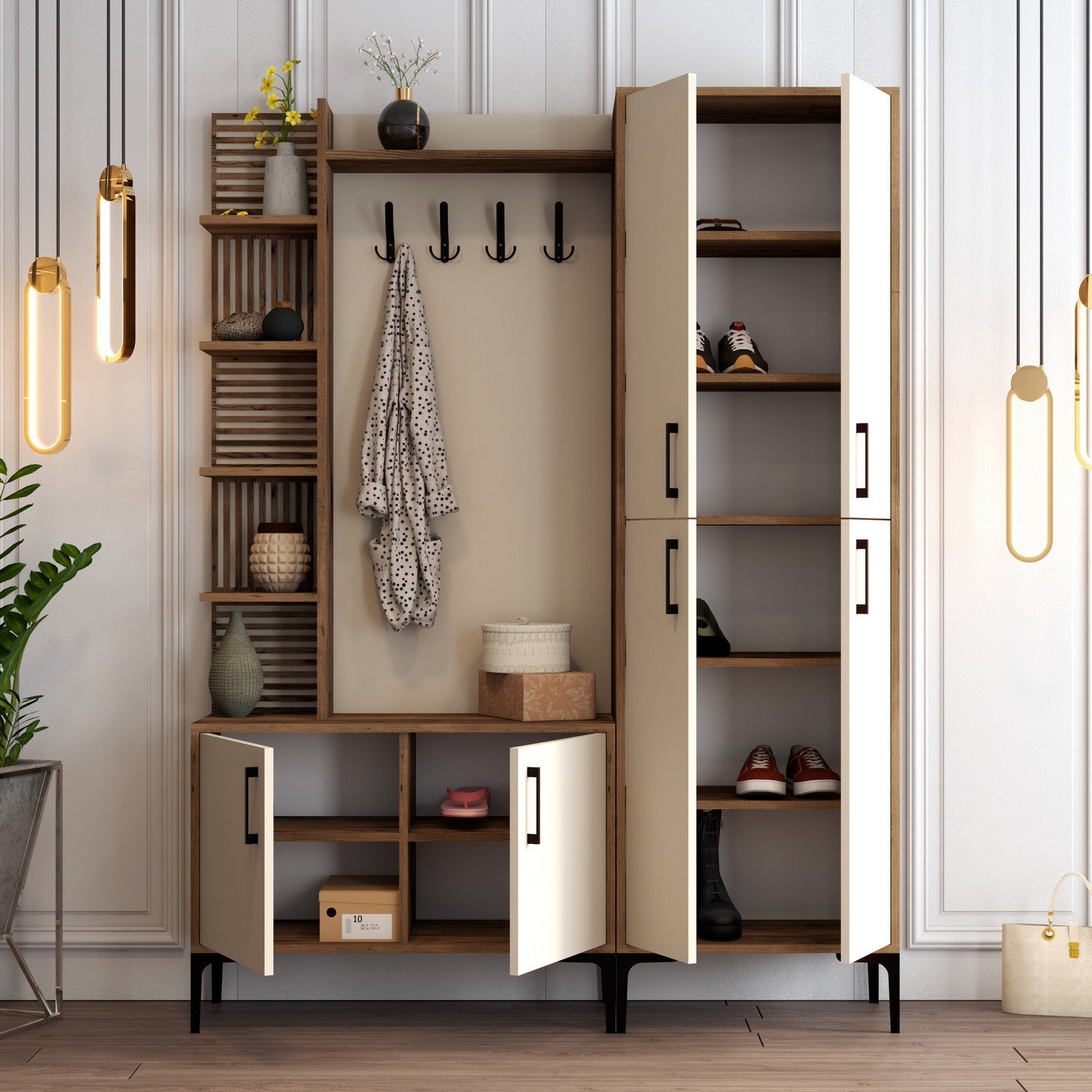 Stalak za hodnik Viyana DA - Walnut, Cream | AG-vitahome.hr