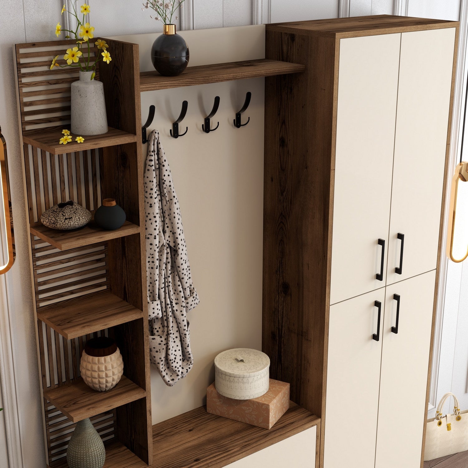 Stalak za hodnik Viyana DA - Walnut, Cream | AG-vitahome.hr