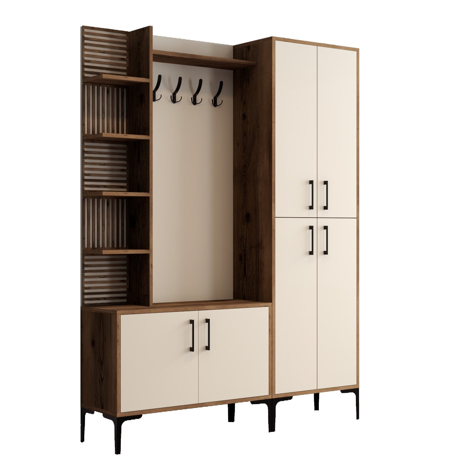 Stalak za hodnik Viyana DA - Walnut, Cream | AG-vitahome.hr