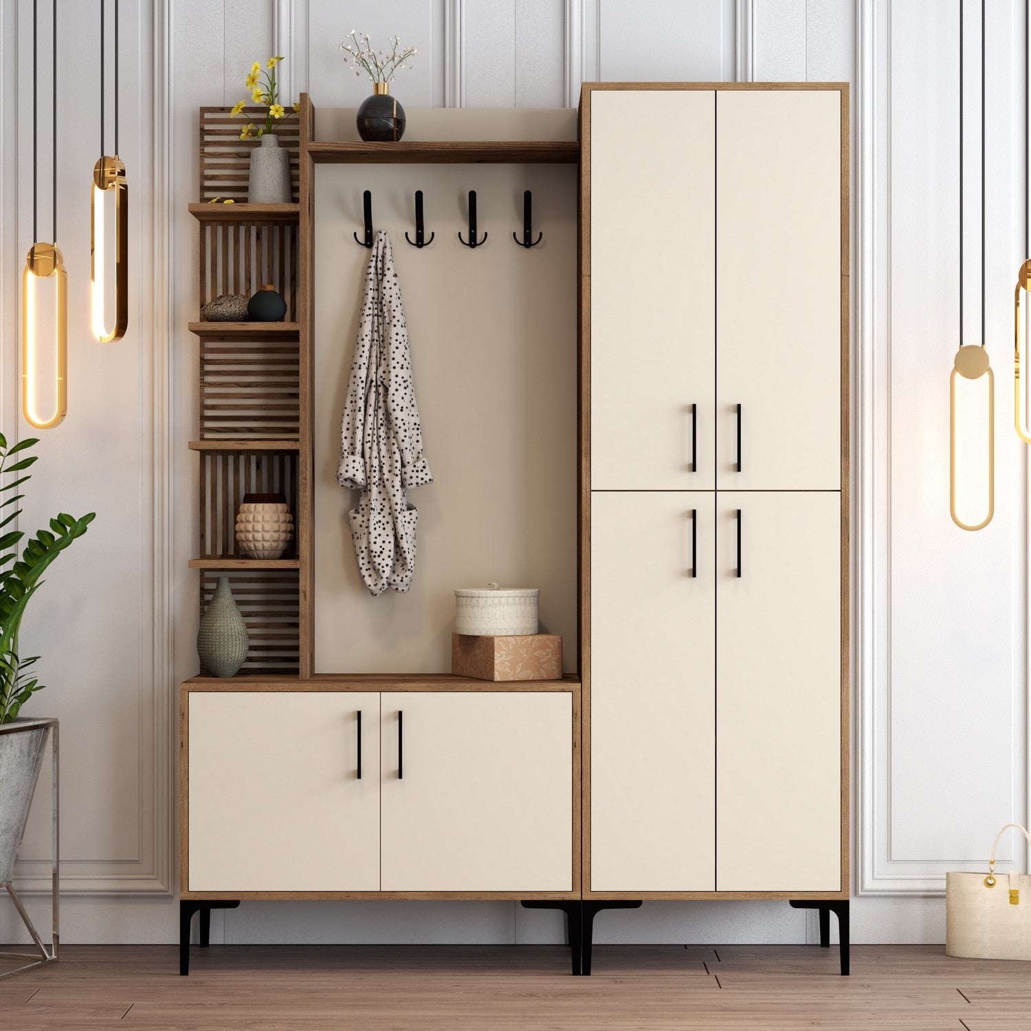 Stalak za hodnik Viyana DA - Walnut, Cream | AG-vitahome.hr