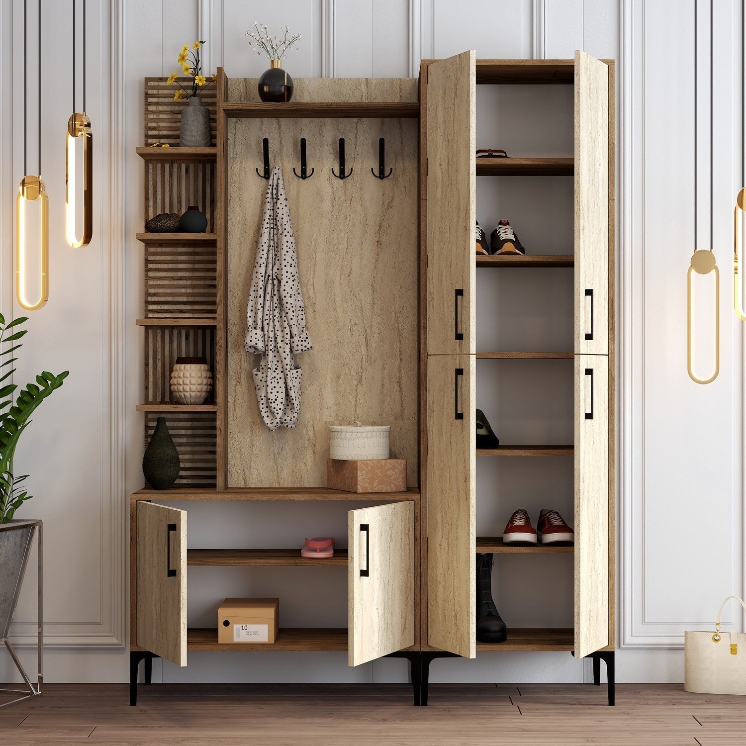 Stalak za hodnik Viyana Da - Walnut, Travertine | AG-vitahome.hr