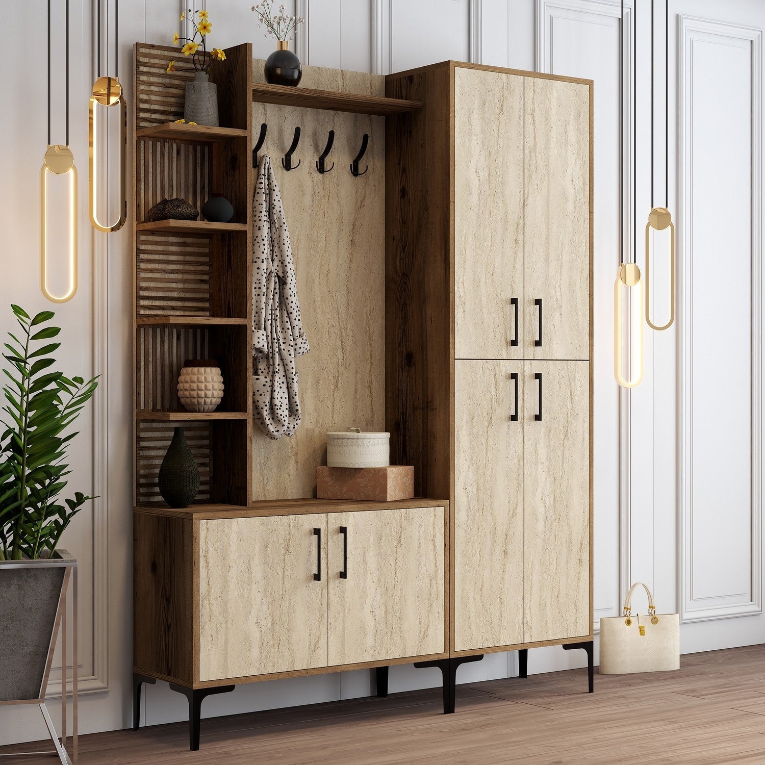 Stalak za hodnik Viyana Da - Walnut, Travertine | AG-vitahome.hr
