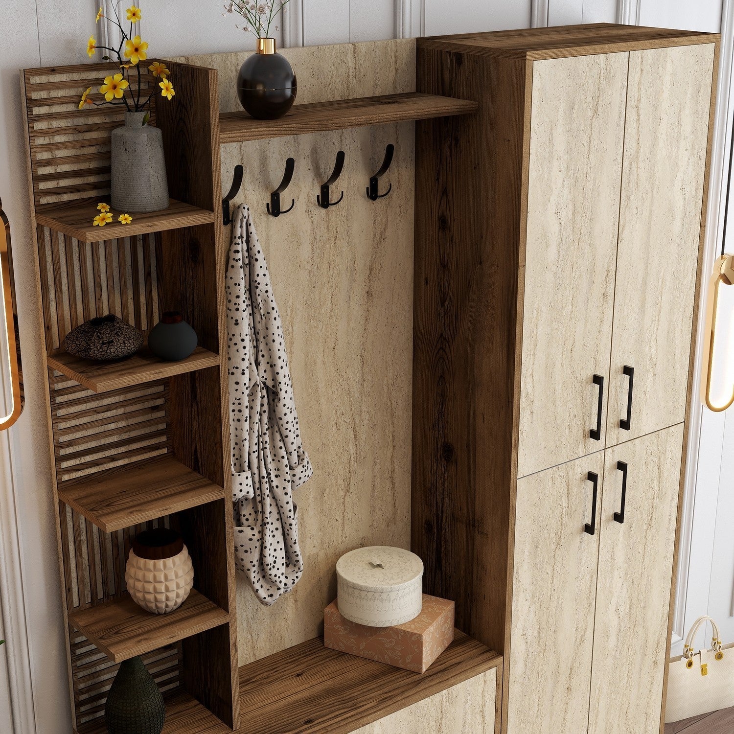 Stalak za hodnik Viyana Da - Walnut, Travertine | AG-vitahome.hr