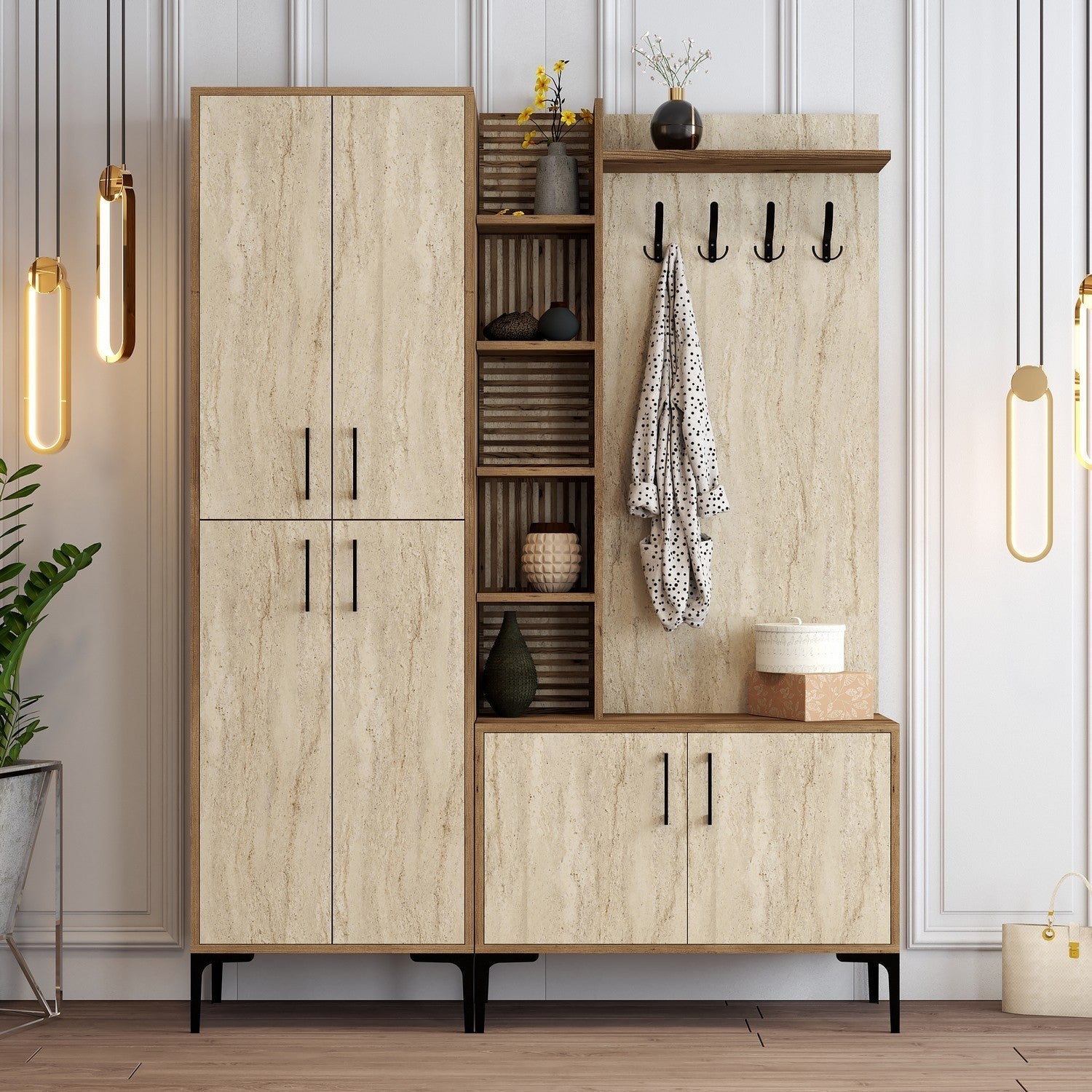 Stalak za hodnik Viyana Da - Walnut, Travertine | AG-vitahome.hr