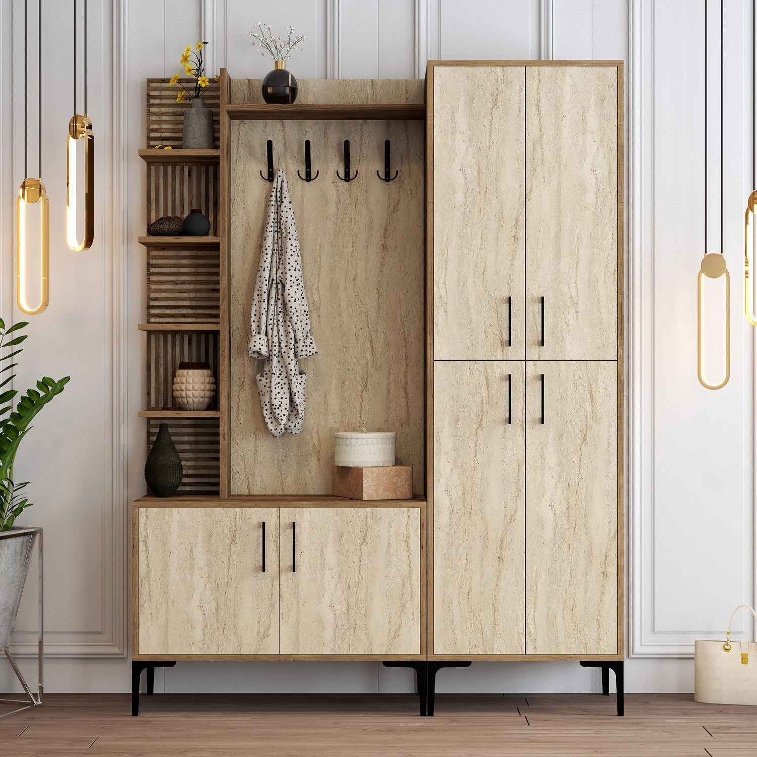 Stalak za hodnik Viyana Da - Walnut, Travertine | AG-vitahome.hr