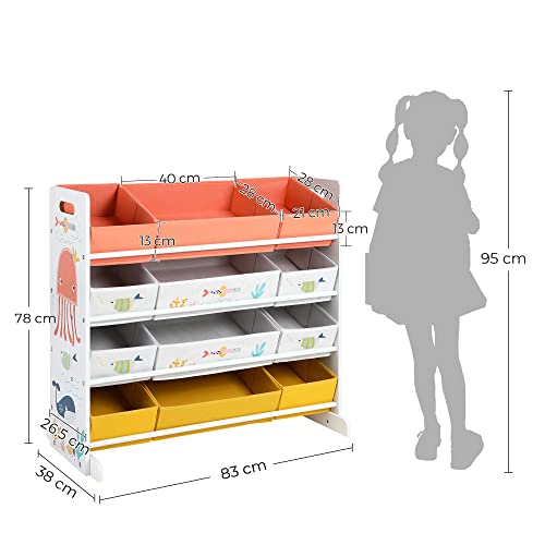 Stalak za igračke, organizator za dječju sobu, 83 x 38 x 78 cm, bjeli i šareni | SONGMICS-vitahome.hr