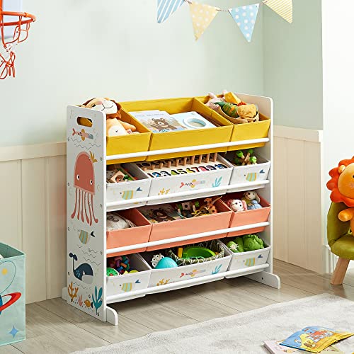 Stalak za igračke, organizator za dječju sobu, 83 x 38 x 78 cm, bjeli i šareni | SONGMICS-vitahome.hr