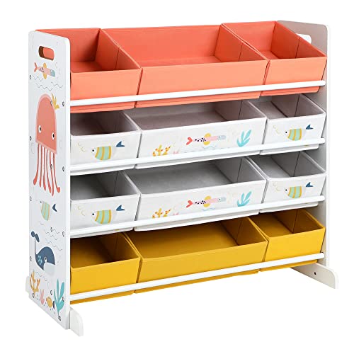 Stalak za igračke, organizator za dječju sobu, 83 x 38 x 78 cm, bjeli i šareni | SONGMICS-vitahome.hr