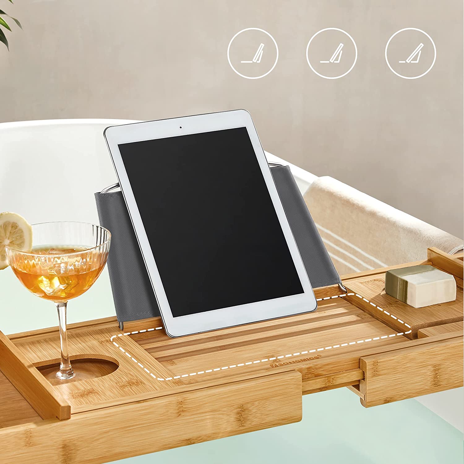 Stalak za kadu od bambusa 75-109 cm | SONGMICS-vitahome.hr