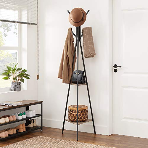 Stalak za kapute industrijskog stila, 49,5 x 49,5 x 179 cm, sive i crne boje | VASAGLE-vitahome.hr