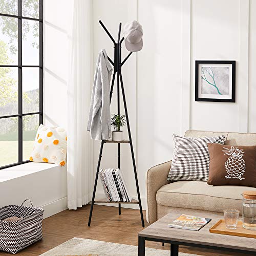 Stalak za kapute industrijskog stila, 49,5 x 49,5 x 179 cm, sive i crne boje | VASAGLE-vitahome.hr