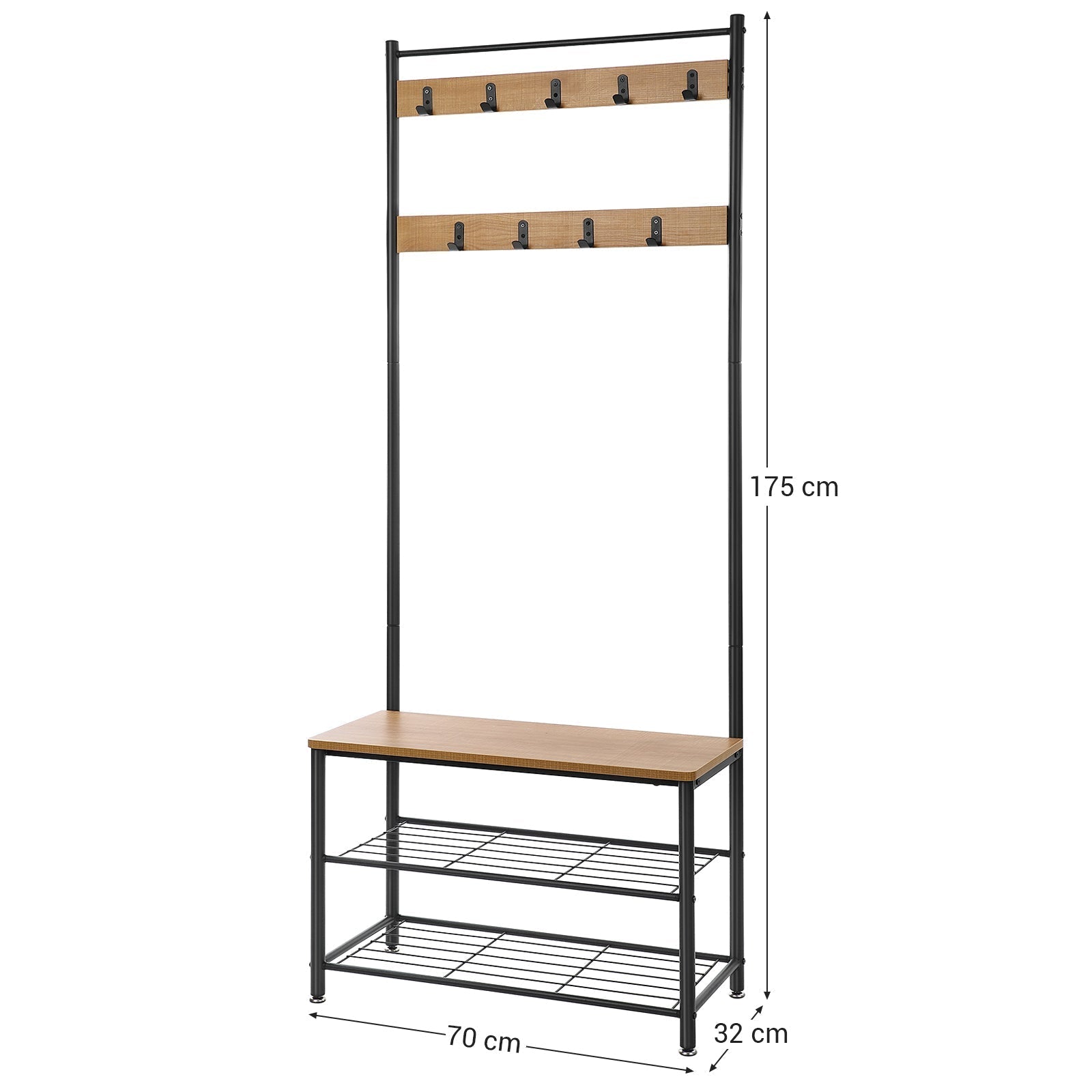 Stalak za kapute s policom za cipele 70x175x32 cm | Vasagle-vitahome.hr