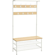 Stalak za kapute s prostorom za cipele, 41,5 x 100 x 182 cm, hrast i bijela boja | VASAGLE-vitahome.hr