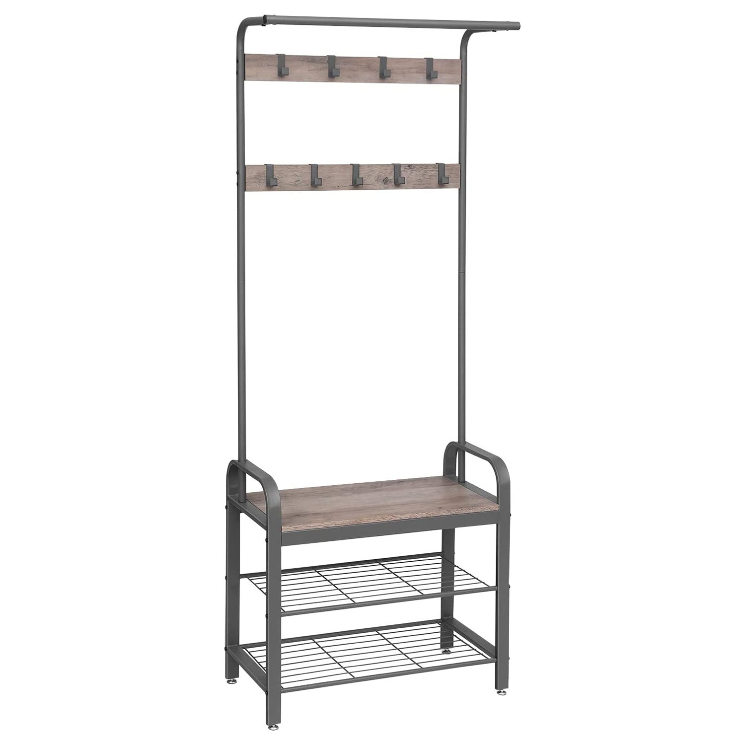 stalak za kapute, stalak za cipele sa sjedalom 72 x 33,7 x 183 cm siva | VASAGLE-vitahome.hr