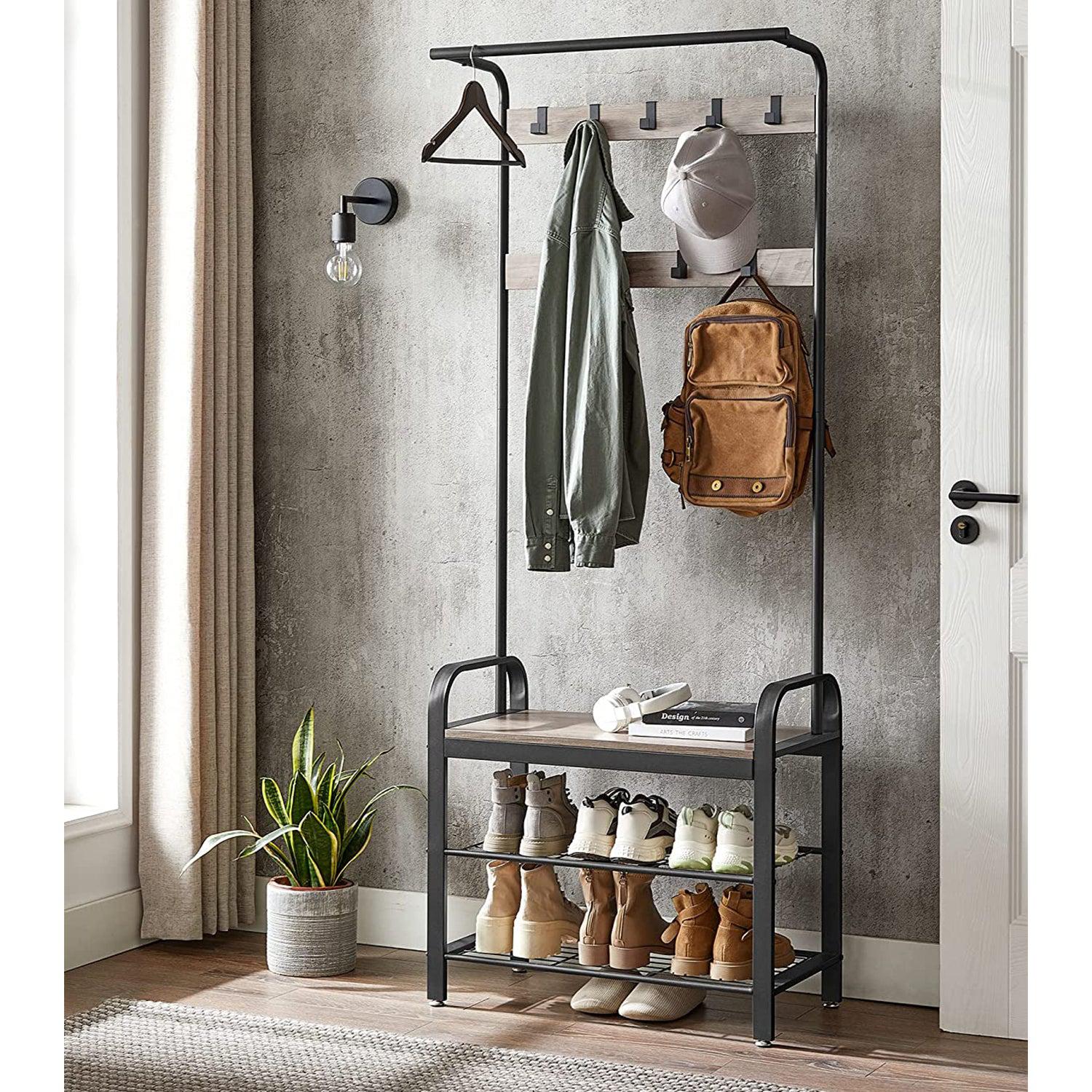 Stalak za kapute, stalak za kapute sa spremištem za cipele, visine 183 cm | VASAGLE-vitahome.hr